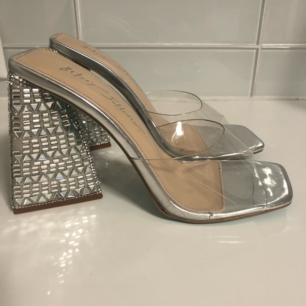 Betsey Johnson rhinestone/clear heels